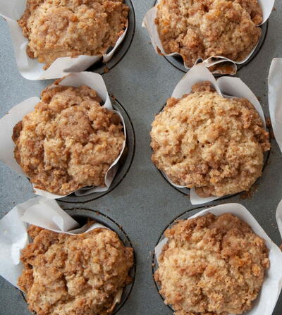 Delicious Golden Brown Banana Wheat Streusel Muffins