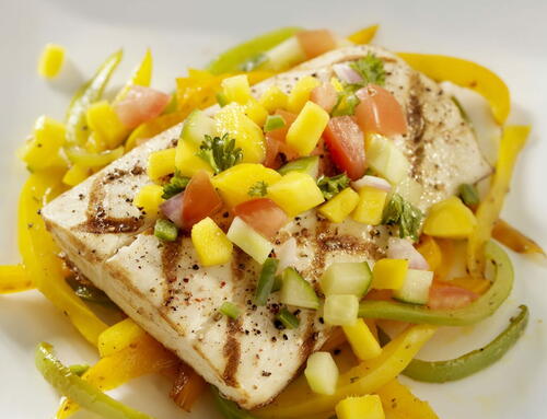 Grilled Halibut With Sweet And Spicy Pear Salsa | RecipeLion.com