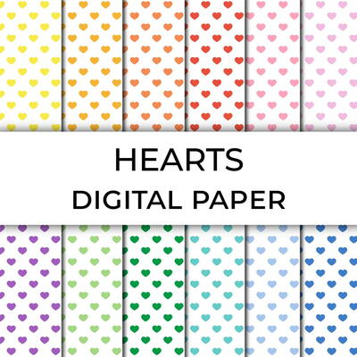 Printable Hearts Digital Paper