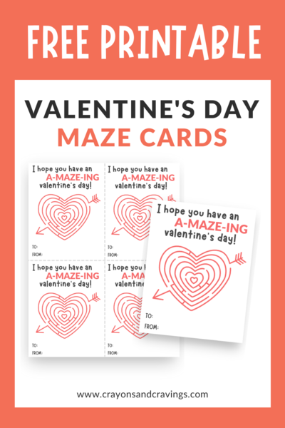 Free Printable Valentine’s Day Maze Cards For Kids