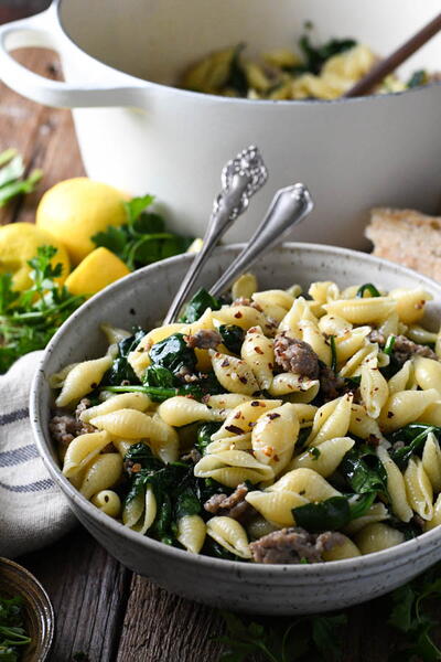 Pasta With Sausage And Spinach