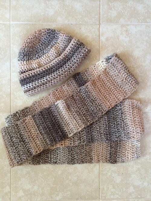 Crochet Men’s Manly Man Hat and Scarf Set