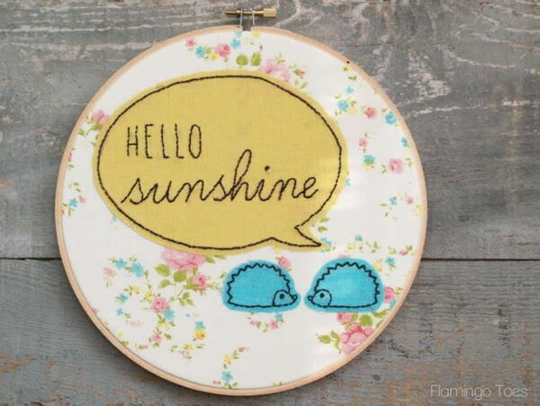 Hello Sunshine Embroidery Hoop Art