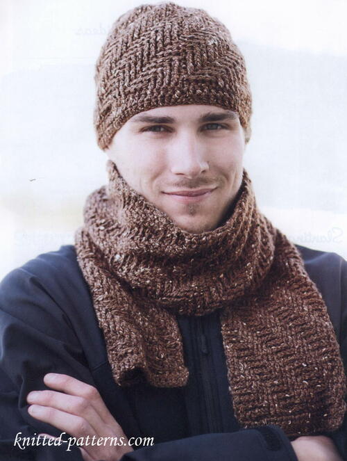 Textured Men's Hat and Scarf