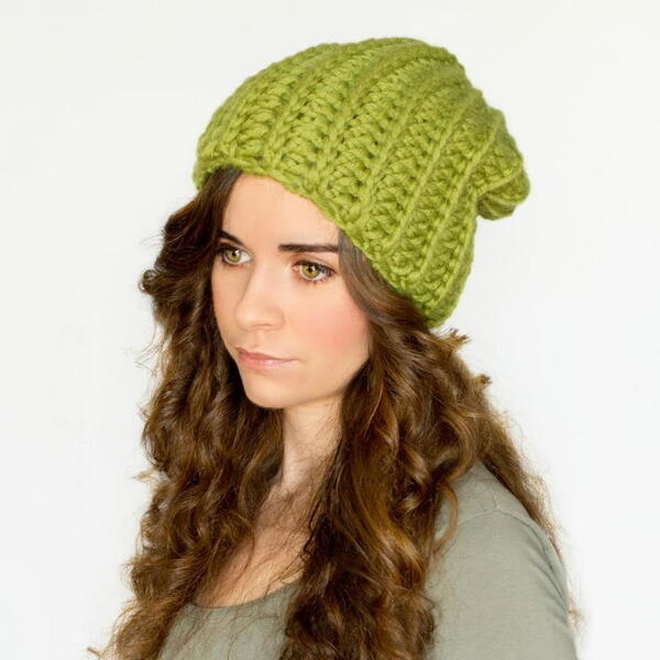 Slouchy Green Beanie