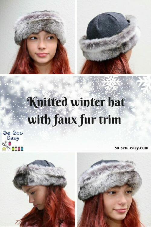 Winter Hat With Faux Fur Trimming Free Pattern  Tutorial