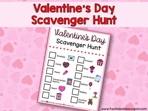 Free Valentine's Day Scavenger Hunt Printable For Kids