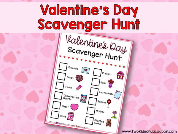 Free Valentine’s Day Scavenger Hunt Printable For Kids | DIYIdeaCenter.com