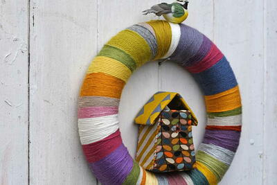 Colorful Scrap Yarn Spring Wreath