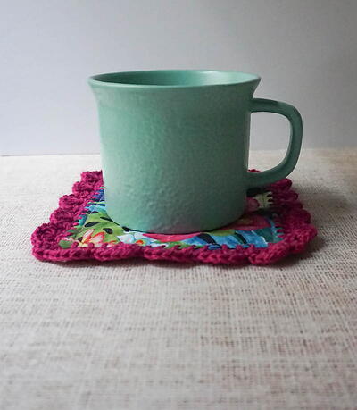 Easy Sew Mug Rug With Crochet Border