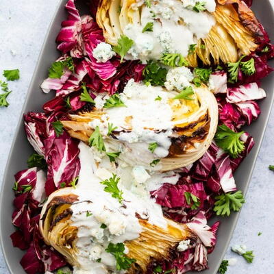 Roasted Cabbage With Blue Cheese Sauce