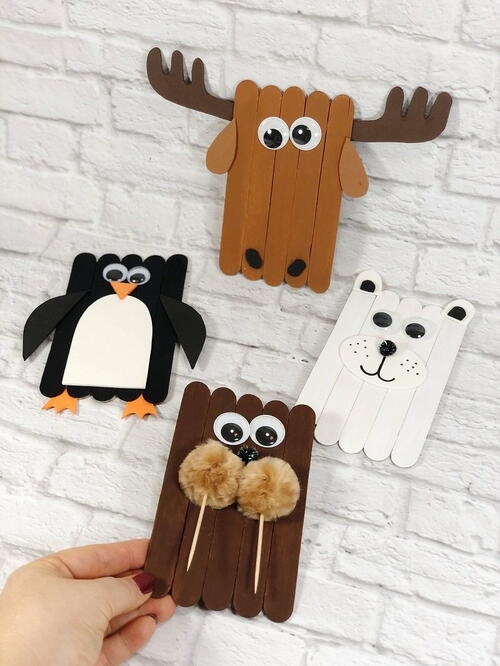 Crafting With The Kiddos: Craft Stick Arctic Animals