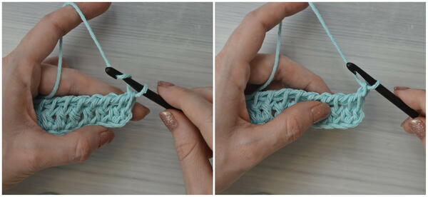 Image shows the chain for the Tunisian double crochet piece.