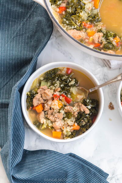 Healthy Kale And Sausage Soup With Cauliflower Rice (whole30 And Paleo)