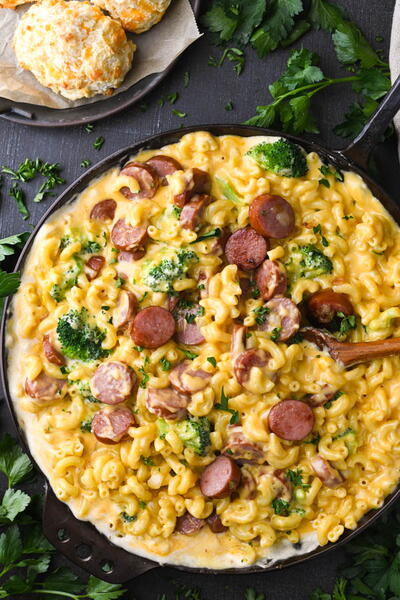 Cheesy Smoked Sausage Pasta With Broccoli