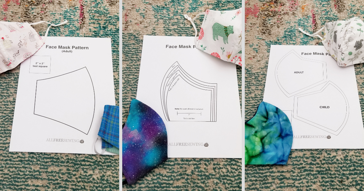 Free Face Mask Template PDFs (3 Styles!) | AllFreeSewing.com Free Face Mask Template PDFs (3 Styles!) | AllFreeSewing.com
