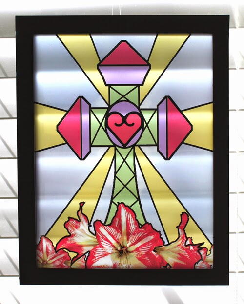 Easter Cross Stained Glass Decor