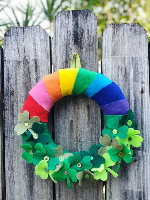 Lucky Rainbow Shamrock Wreath