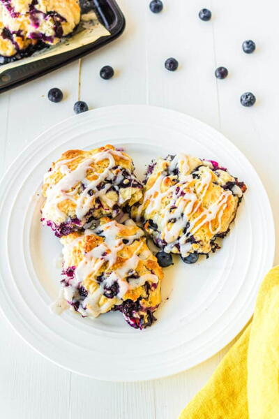 Sweet Glazed Blueberry Biscuits