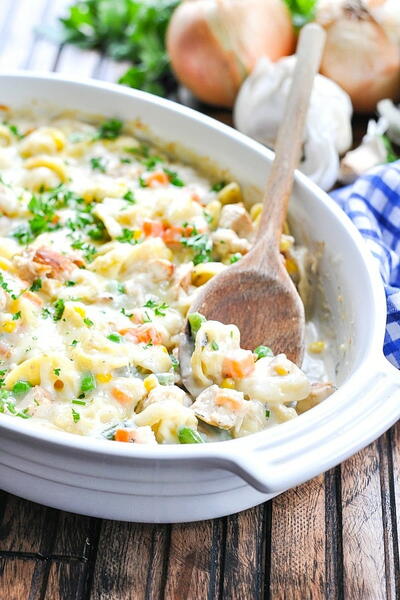 Chicken and Veggie Tortellini Casserole