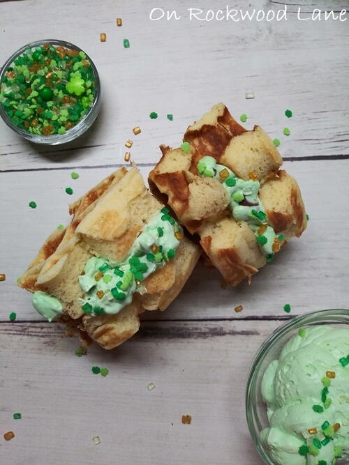 Mint Chocolate Chip Waffle Sandwich