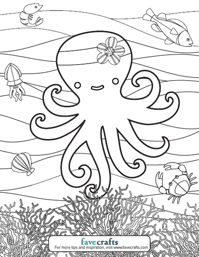 Adorable Octopus Coloring Page PDF