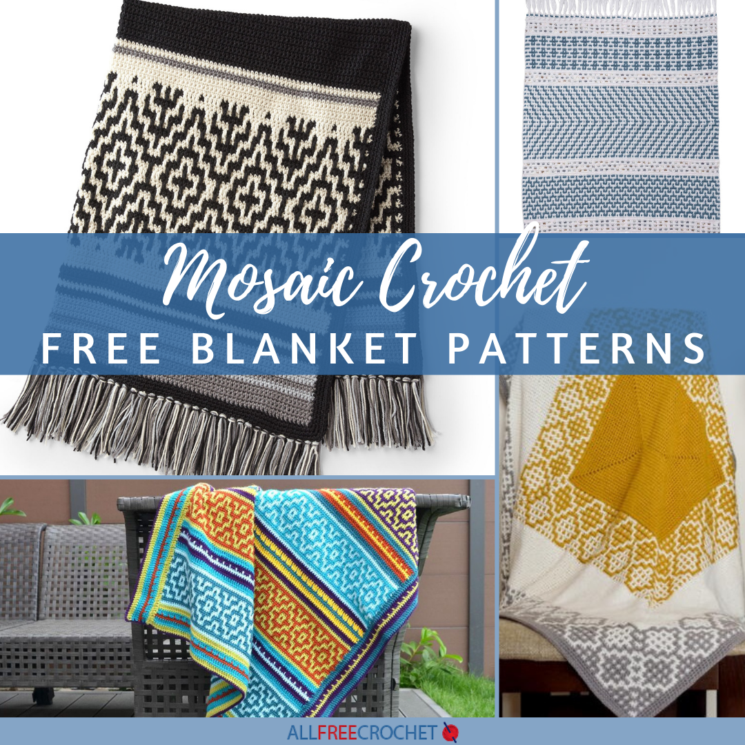 10 Free Mosaic Crochet Blanket Patterns | AllFreeCrochet.com 10-free-mosaic-crochet-blanket-patterns-allfreecrochet-com