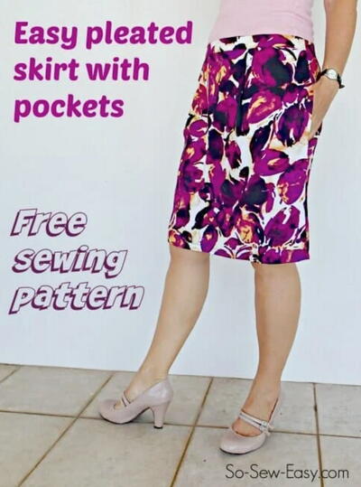 Simple Summer Pleated Skirt Free Pattern