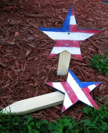 American Flag Star Yard Stake