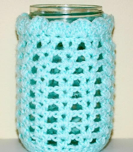 Ruffle Crochet Mason Jar Cozy