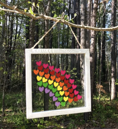Rainbow Window Hearts
