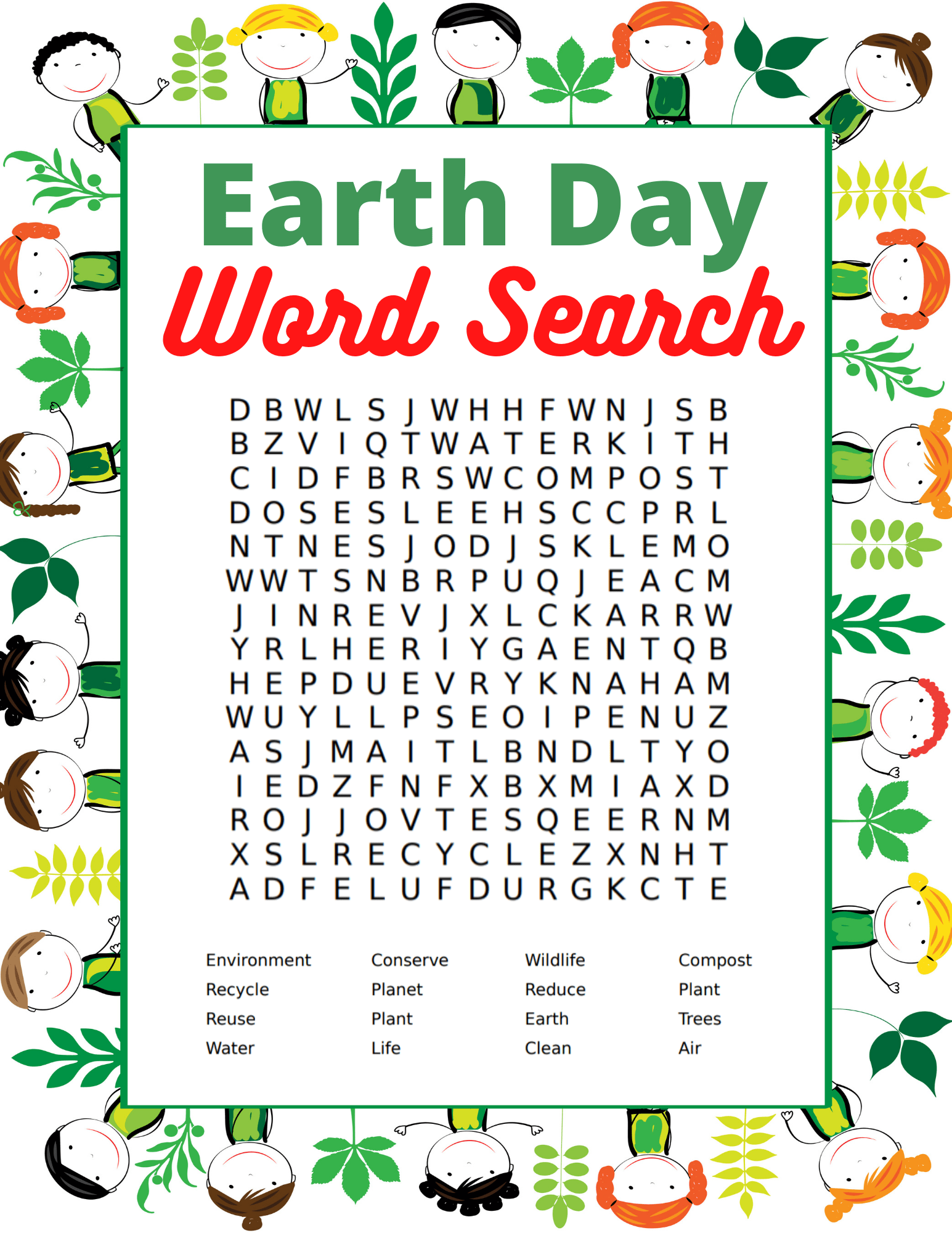 free printable earth day word search allfreepapercrafts com