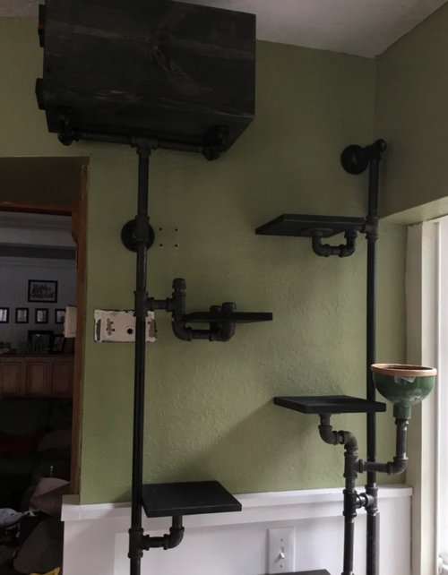 Industrial DIY Cat Climber Wall