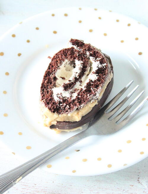 Chocolate Peanut Butter Roll Cake