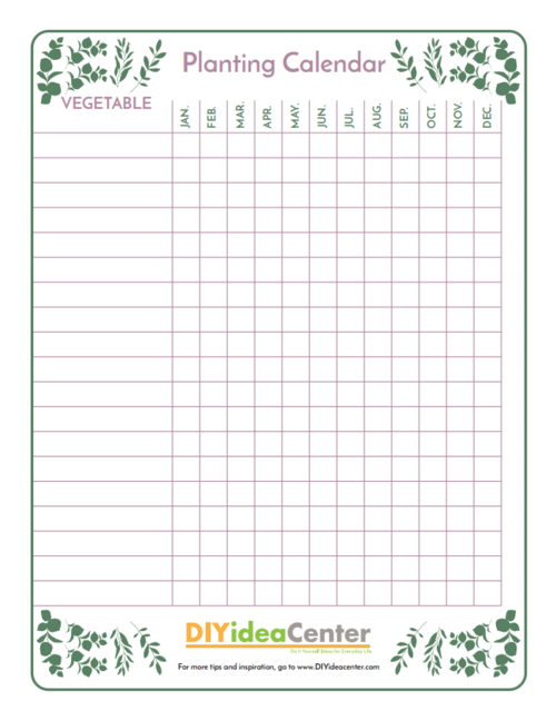 Free Printable Vegetable Planting Calendar