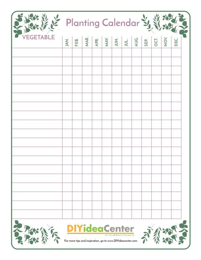 Free Printable Vegetable Planting Calendar DIYIdeaCenter com