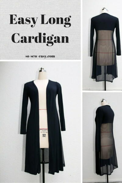 Easy Long Cardigan Free Sewing Tutorial