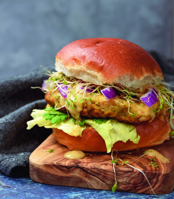 Chickpea Burgers with Sweet Mustard Sauce