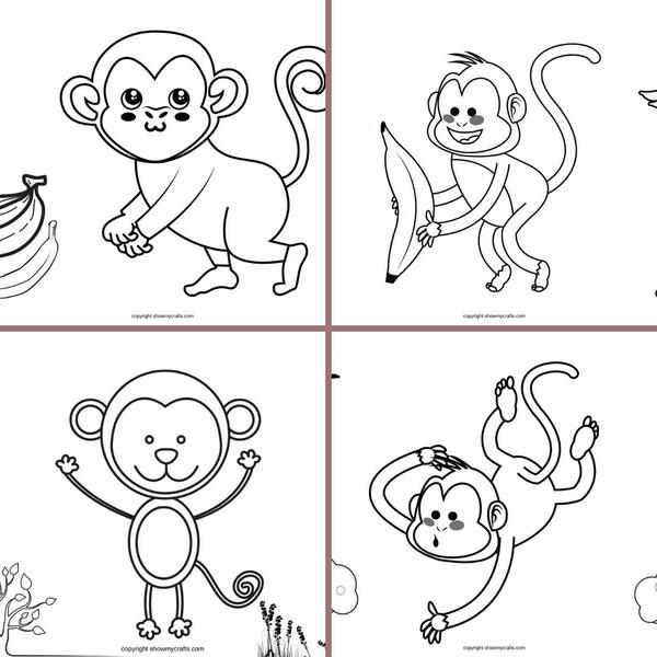 Monkey Colouring Pages