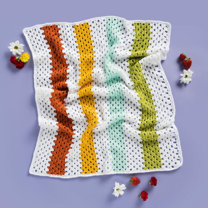Cheerful Granny Stripe Baby Blanket Pattern Free!