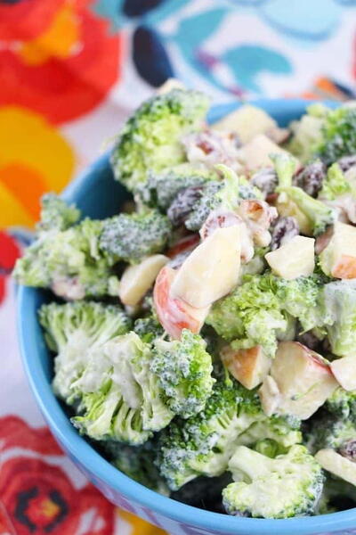 Healthy Colorful Creamy Broccoli Salad | FaveSouthernRecipes.com