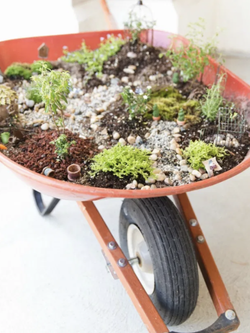 Wheelbarrow Fairy Garden