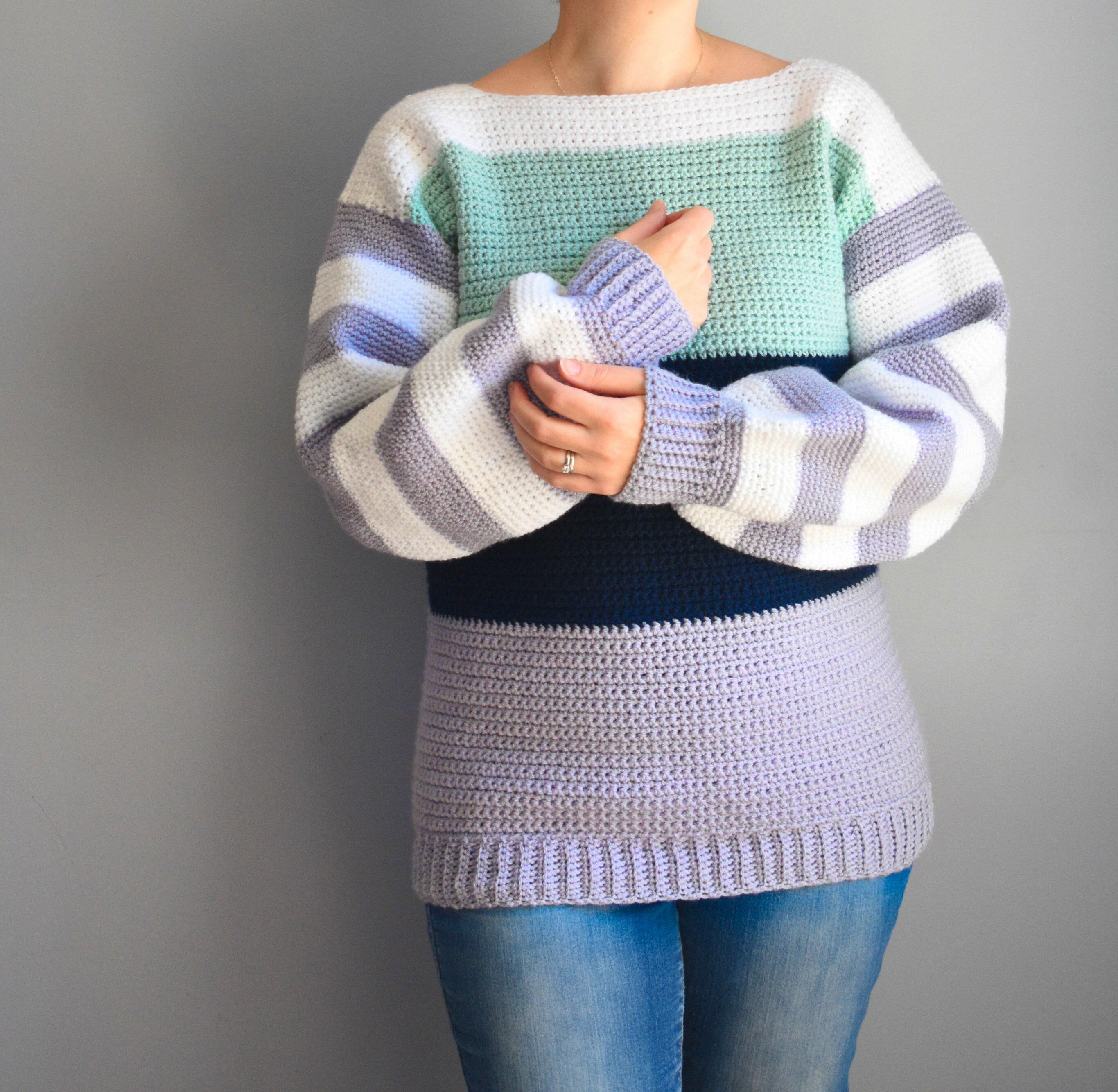 Comfy Crochet Colorblock Sweater | AllFreeCrochet.com