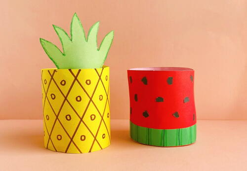 Toilet Paper Roll Watermelon And Pineapple Crafts For Kids