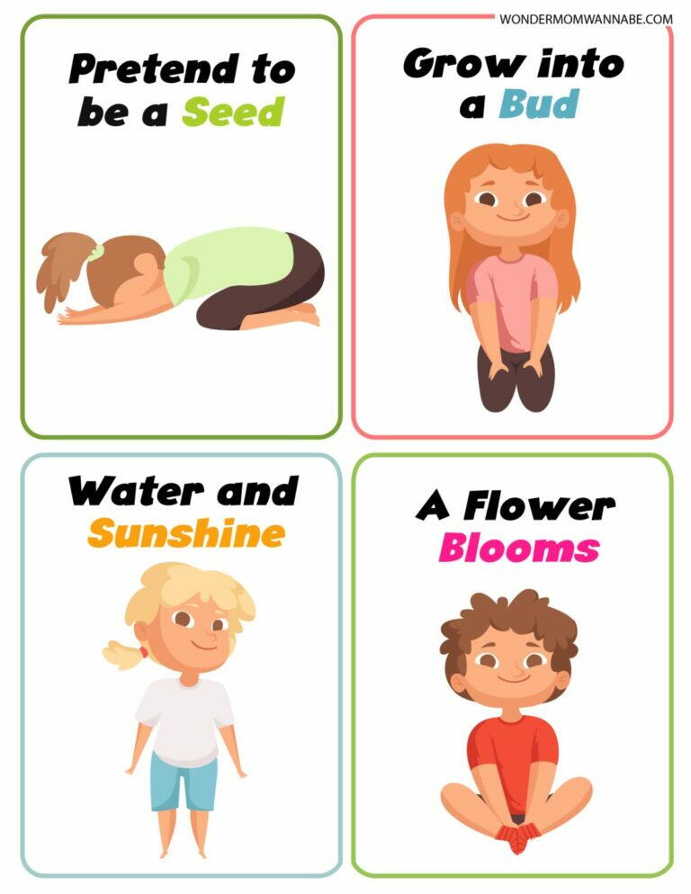 spring themed printable yoga poses for kids allfreepapercrafts com