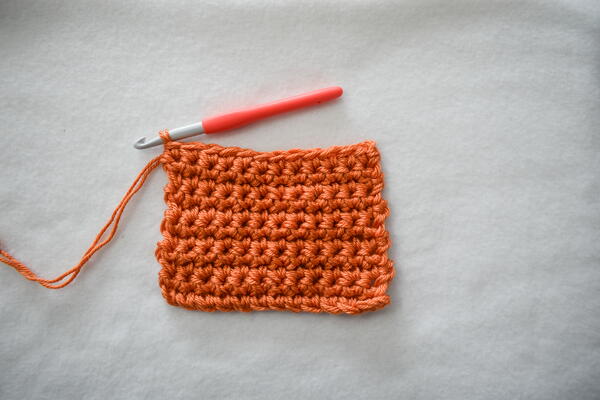This swatch was crocheted with 2 strands of Red Heart Soft Yarn.