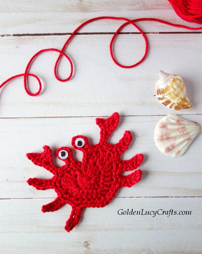 Crochet Heart Crab Applique