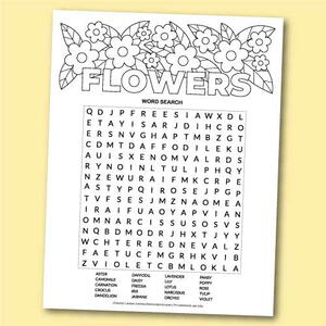 printable flowers word search puzzle allfreeholidaycrafts com