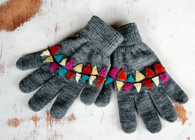 Bunting-Inspired Winter Gloves | AllFreeSewing.com