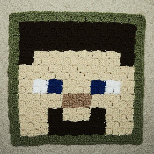 Minecraft Steve C2c Crochet Block